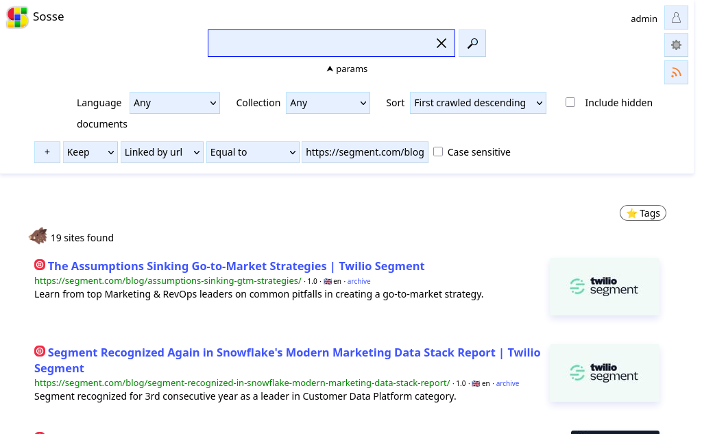 Screenshot showing summary metadata