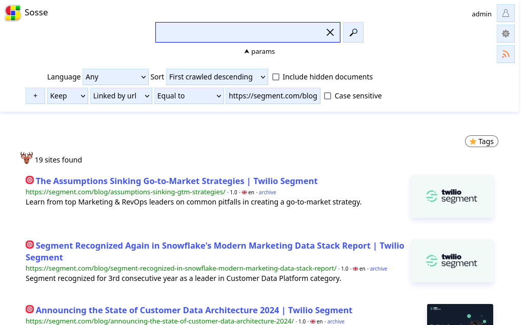 Screenshot showing summary metadata