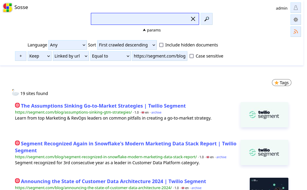 Screenshot showing summary metadata